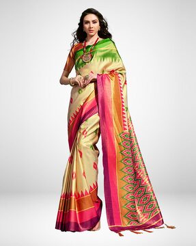 Buy STAYHOOD BUSINESS HUB Women Beige Lycra Cotton Blended Saree