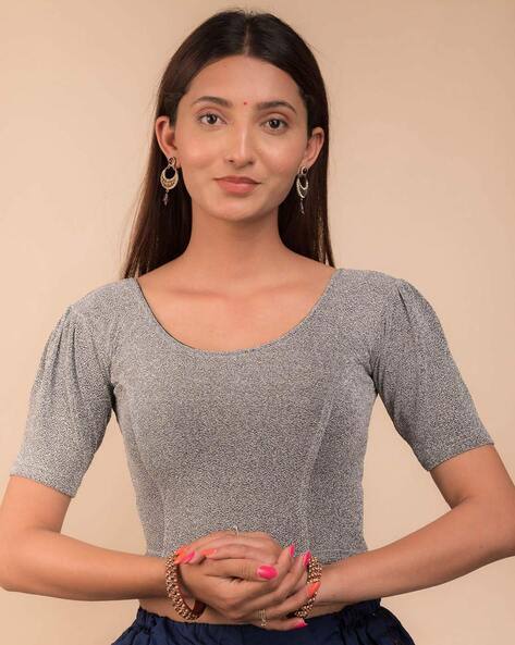 silver stretchable blouse