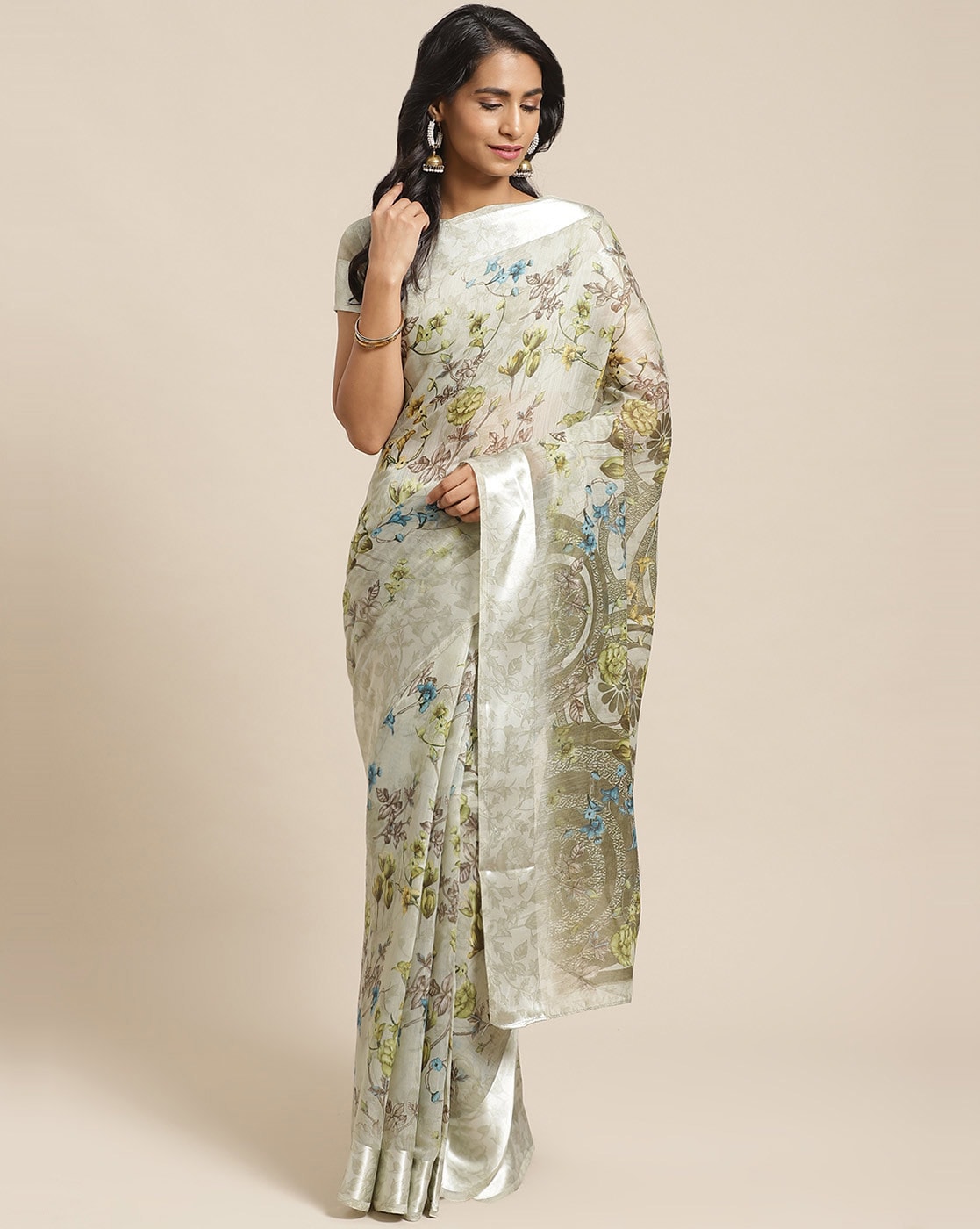 Buy Olive Green Sarees for Women by NK Textiles Online | Ajio.com