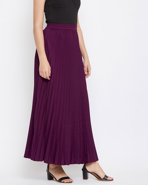Plissé skirt with elasticated waistband - Purple