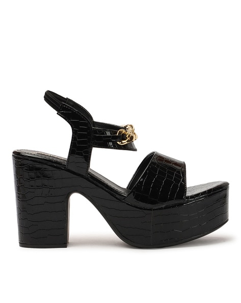 Buy Black Heeled Sandals for Women by FEET RUNNER Online Ajio