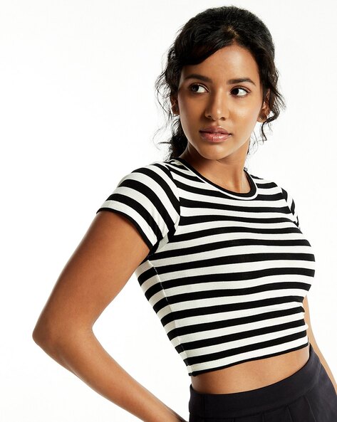 Striped cheap crop hoodie