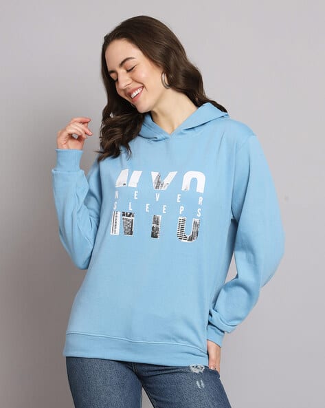 Graphic Hoodie Pale Blue Hoodie Women's Graphic Print Hooded