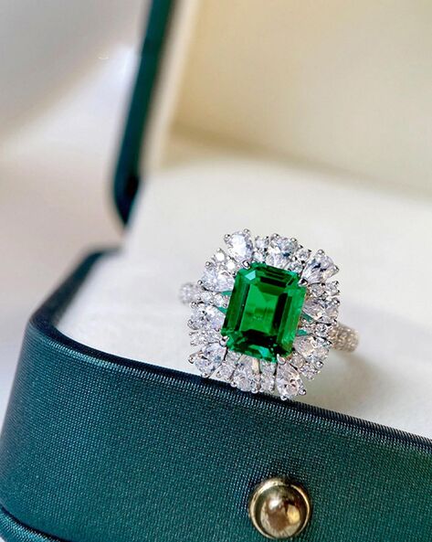Buy | Mint Green Stone American Diamond Double Halo Adjustable Ring |  M19-SBD23-45 | Cilory.com