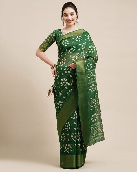 Green Traditional Bandhani Saree in Gaji Silk – Khatri Jamnadas Bechardas