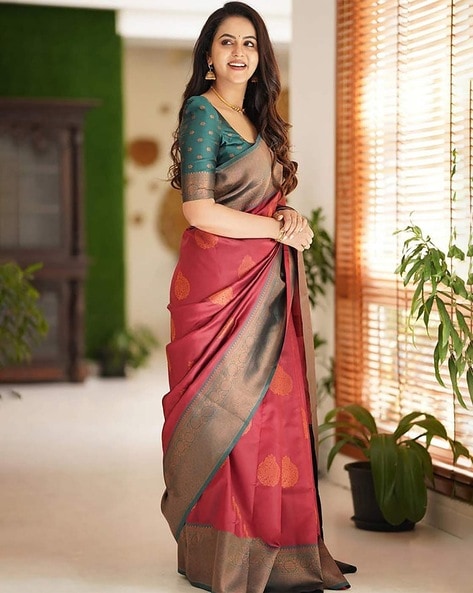 Superlaxmi Women's Uppada Tissue Silk Saree With Blouse Piece (Erode_Pink)  : Amazon.in: Fashion