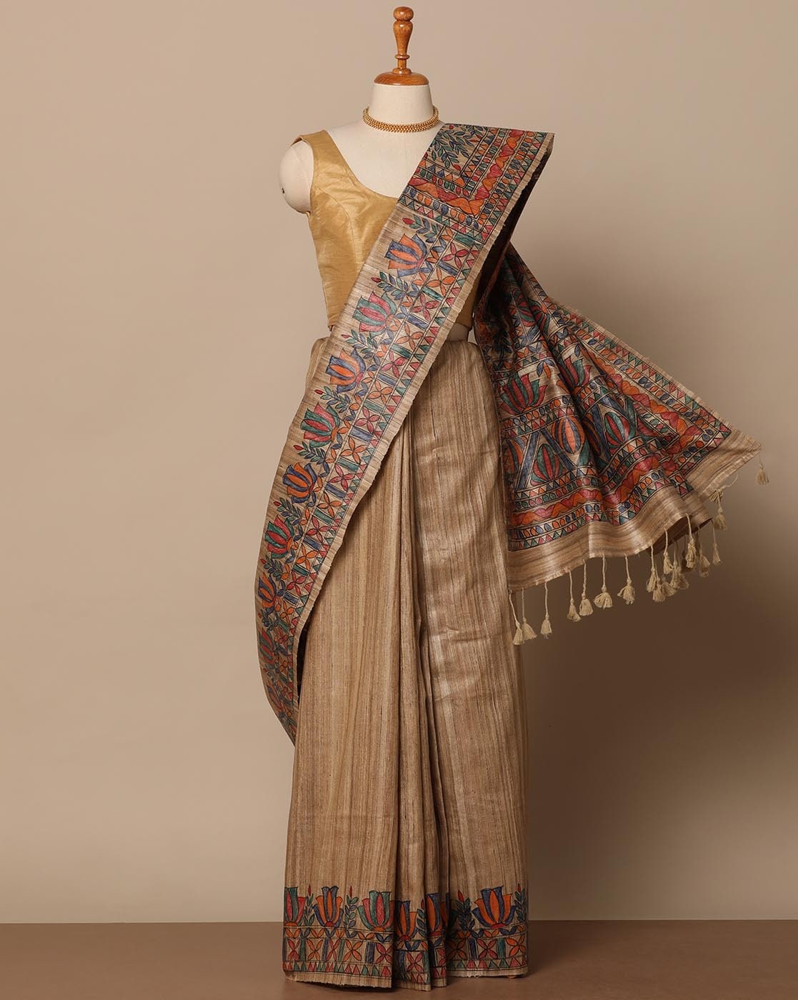 Buy Cream Sarees for Women by Ms Retail Online | Ajio.com