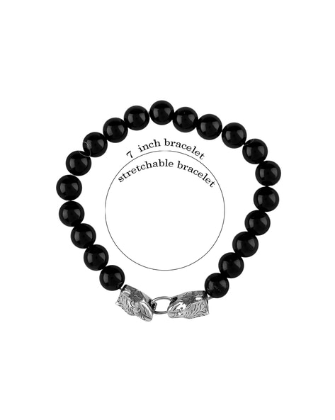 Amazon.com: Black Rough Diamond Bracelet, Hill Tribe Silver Beads, Rough Diamond  Jewelry, Black 7