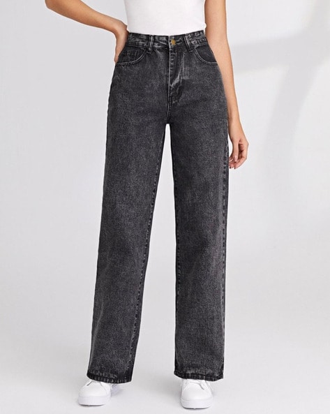 Wide Leg Jeans with 5-Pocket Styling