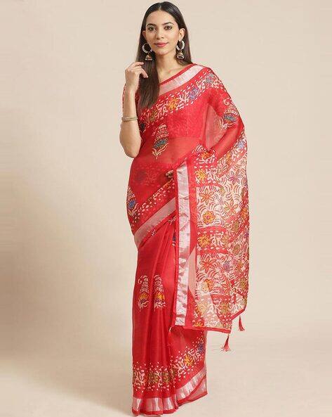 Saree mall Floral Print Art Silk Saree