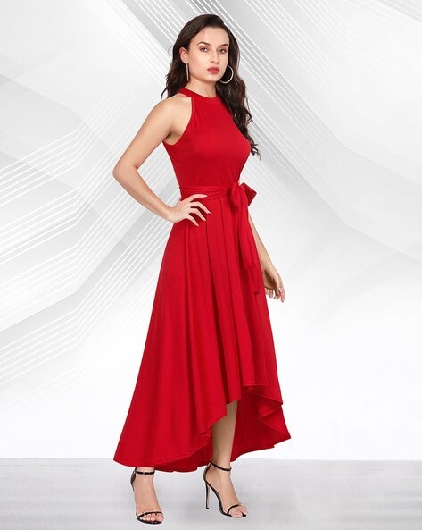 Red store handkerchief dress