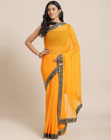 Buy Yellow Sarees for Women by Jinal & Jinal Online | Ajio.com