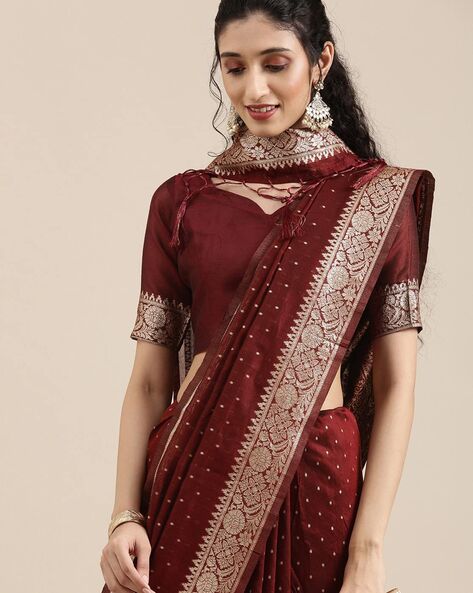 Buy Maroon Sarees for Women by SHIJILA Online | Ajio.com