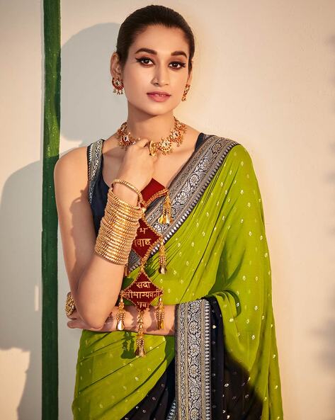 Pista Green Chiffon Satin Festival Wear Saree 230658