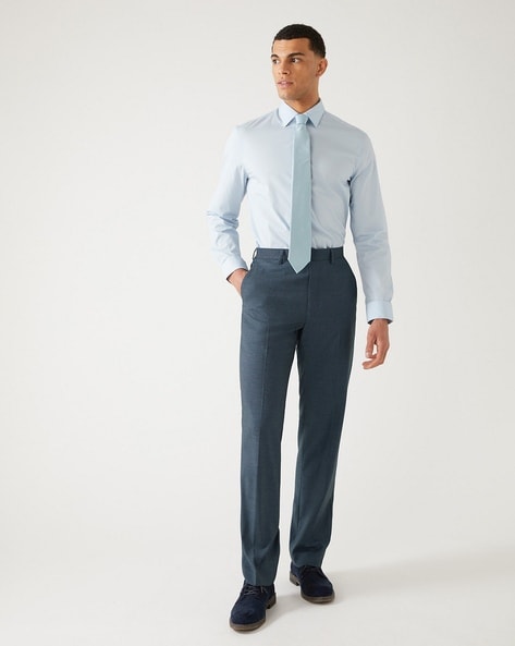Hugo by Boss Men's Modern-Fit Stretch Mid Blue Micro-Houndstooth Wool Suit  Pants | Westland Mall