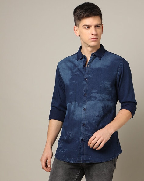 Buy online Blue Faded Denim Casual Shirt from shirts for Men by Spykar for  ₹2499 at 0% off | 2024 Limeroad.com