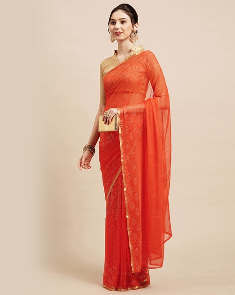 Marmalade Rush Orange Saree - I Love Sarees