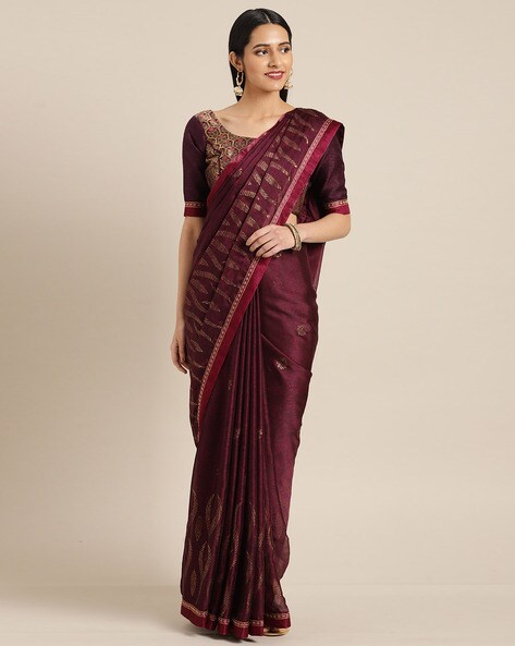 Buy Wine Sarees for Women by Saree mall Online