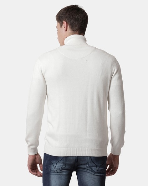 Buy t-base Off White Turtle Neck Solid Sweater - Sweater for Mens at