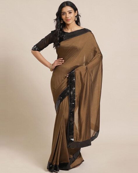 Brown Designer Silk Saree | Kolour