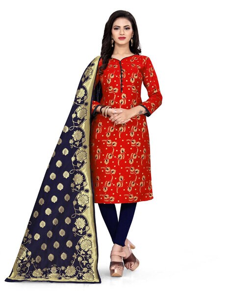 Floral Pattern Unstitched Dress Material Price in India