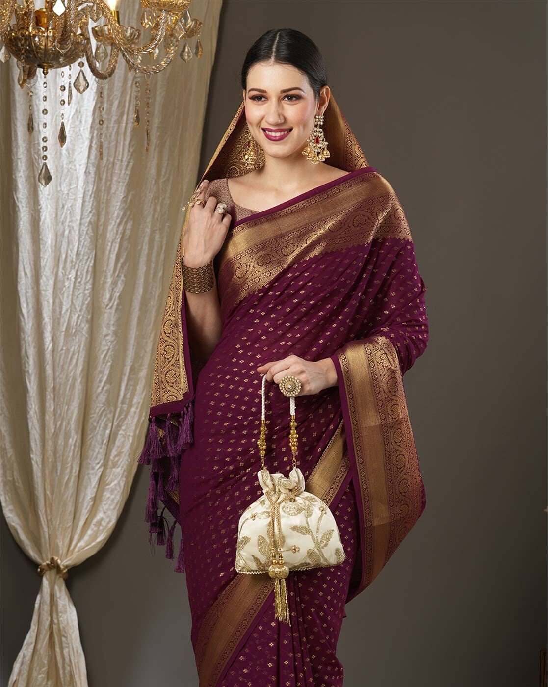 Buy Sizzle Ombre Grape Wine Saree For Women Online - Frontierraas