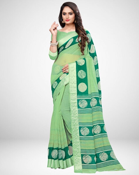 Beautiful Georgette Printed Satin Patta Saree