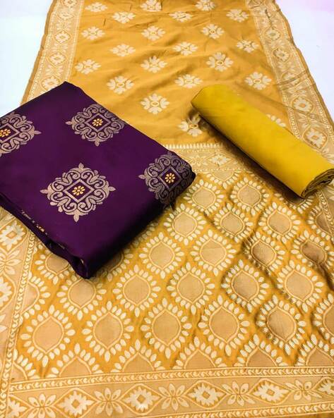 Buy Yellow u0026 Purple Dress Material for Women by Saree mall Online | Ajio.com