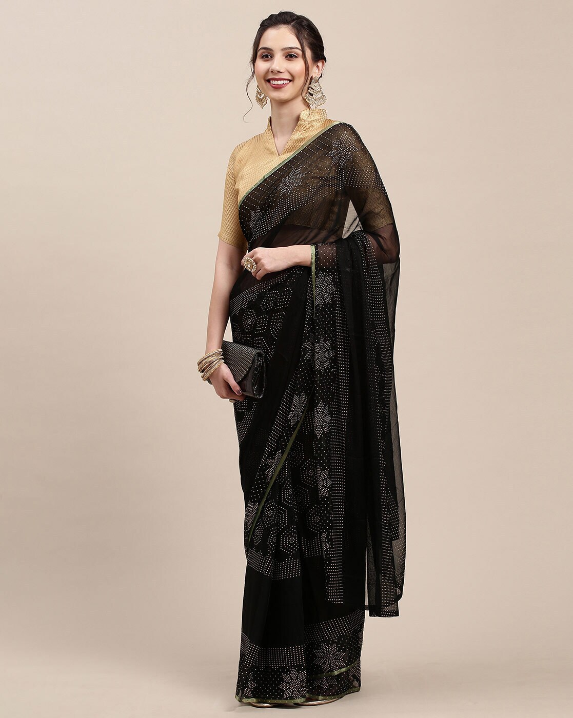 Buy Mitera Black & Brown Linen Blend Banarasi Saree - Sarees for Women  16304162 | Myntra