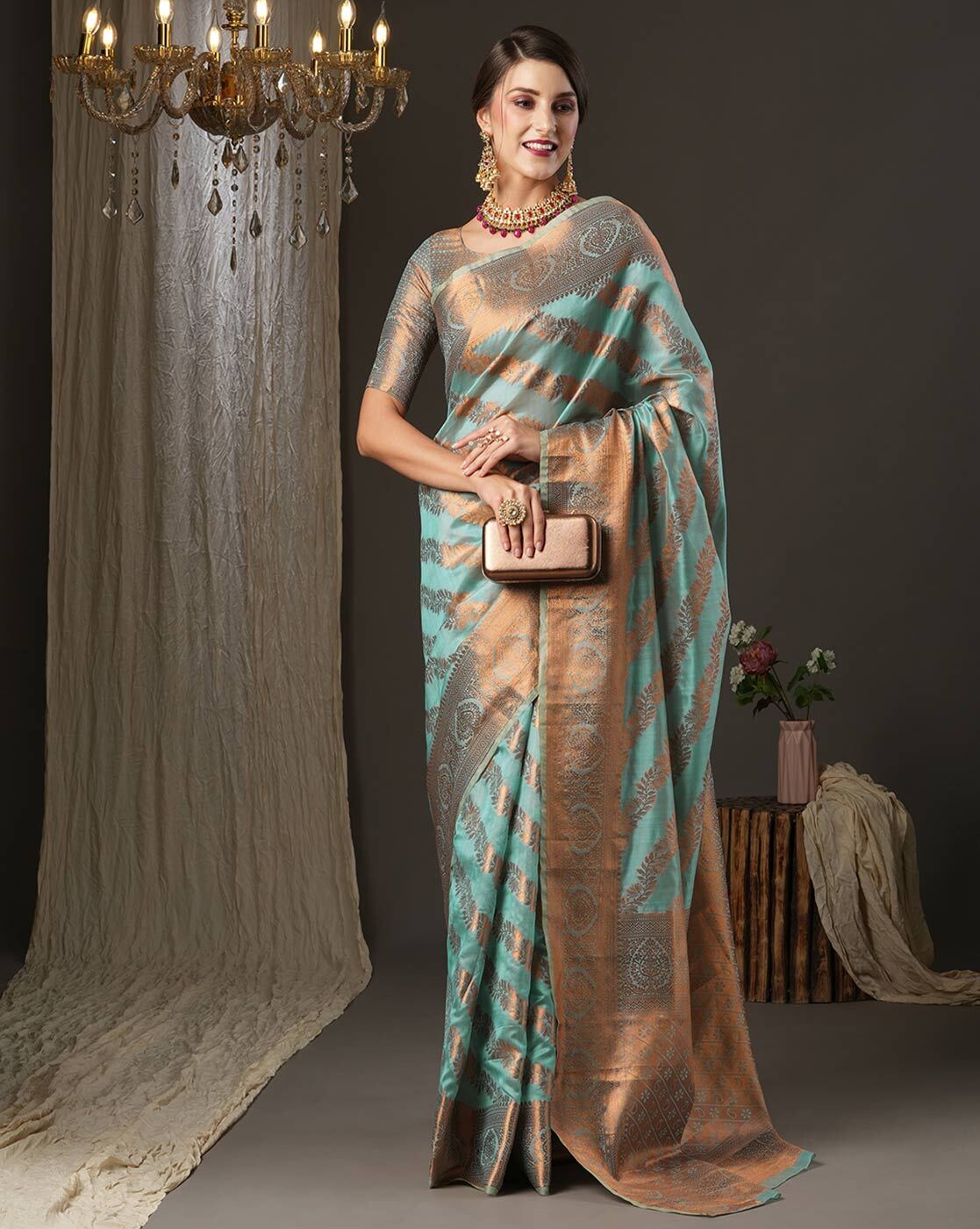 Buy Black Sarees for Women by GLORYANCE Online | Ajio.com