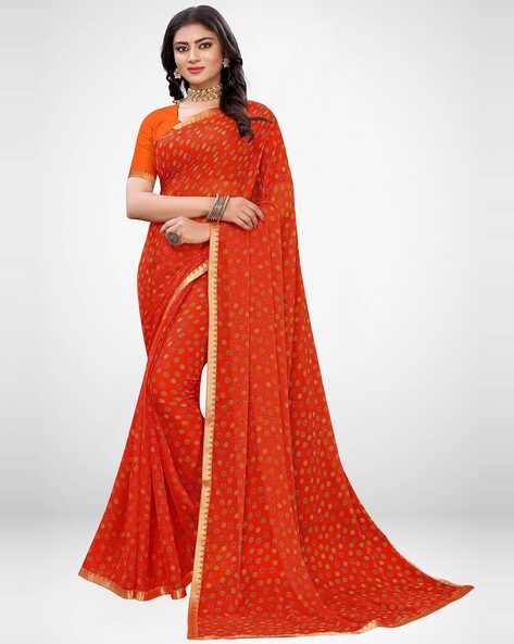 Buy Orange Sarees for Women by Saree mall Online