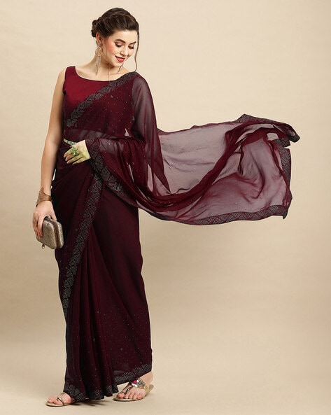 Zari Embroidered Black Silk Saree & Blouse 3045SR03