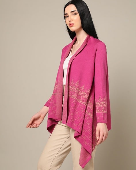 Waterfall Knitted Purple Waterfall Jacket Akris Cashmere Silk Knit