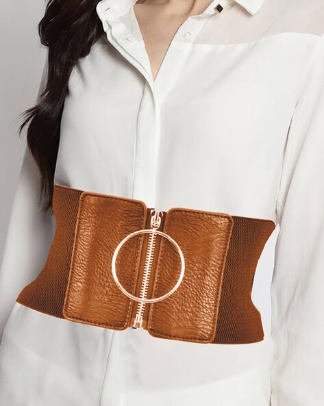 Corset Brown Leather Belt, Designer Collection