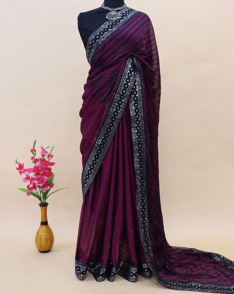 Buy Black Saree by OHAILA KHAN at Ogaan Online Shopping Site