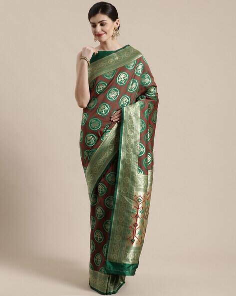 Saree mall Floral Pattern Traditional Saree with Zari Border