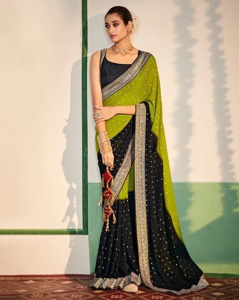 Green & Blue Zari Woven Saree With Designer Blouse 4908SR03