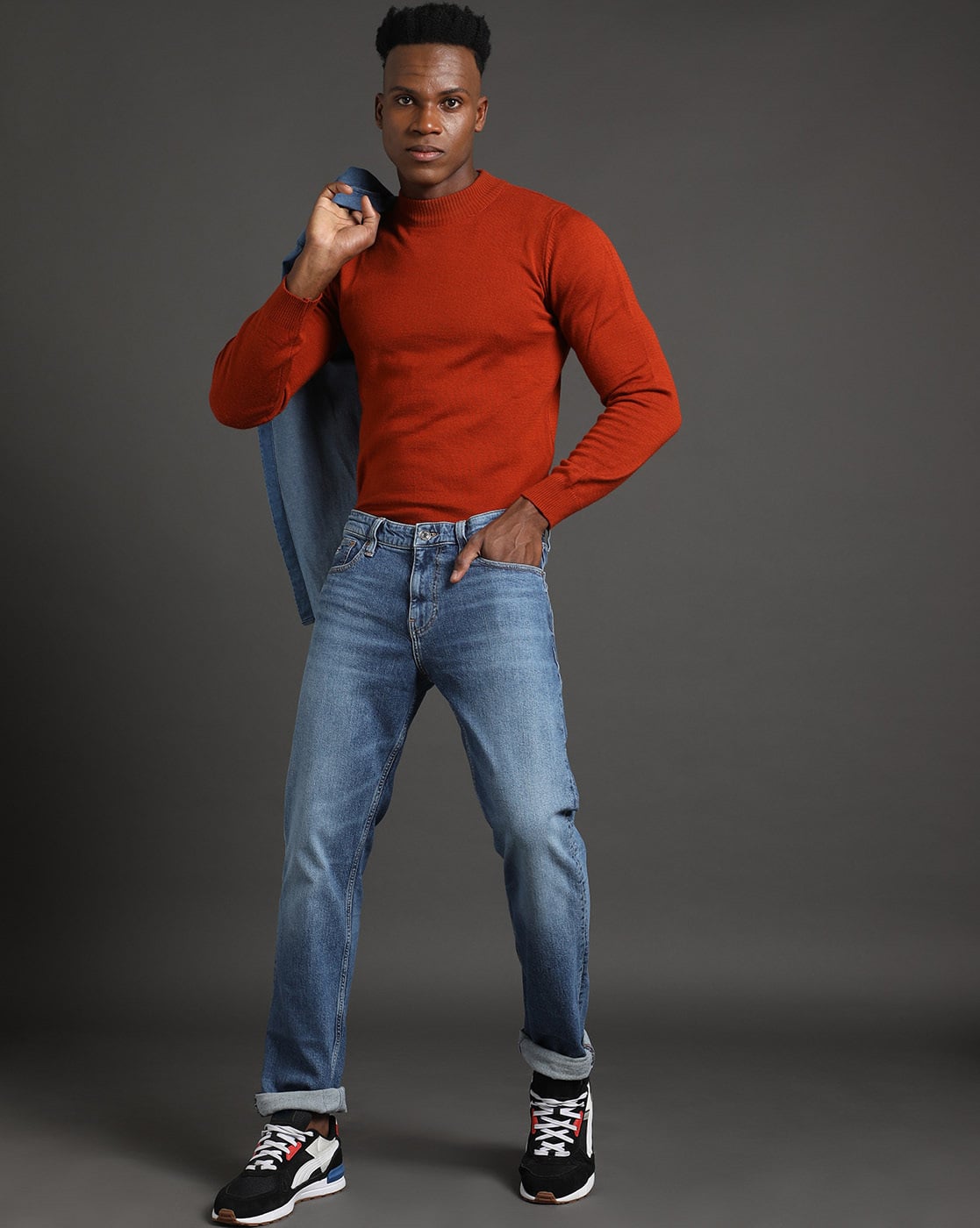 tommy hilfiger red and blue jeans