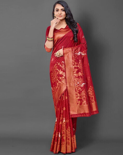 Maroon Majesty Pure Soft Silk Saree with Attractive Matching Blouse –  Glamatyou Fashion