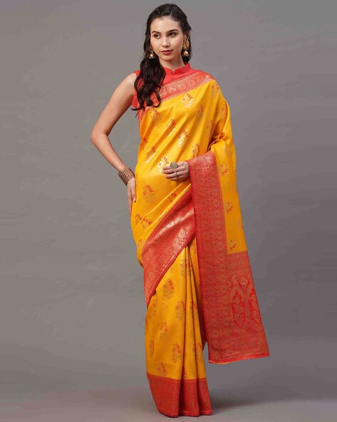 Buy Mitera Green & Pink Art Silk Woven Design Banarasi Half & Half Saree -  Sarees for Women 11099714 | Myntra
