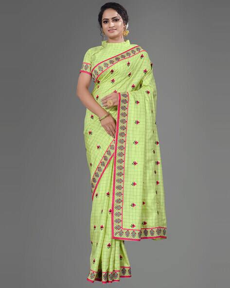 Saree mall Checked Bordered Saree