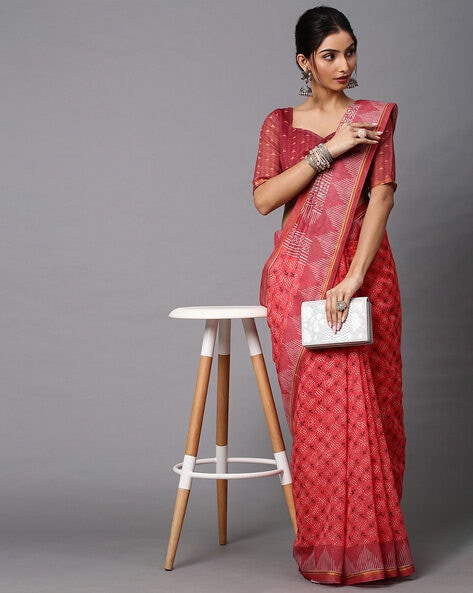 Buy Peach Sarees for Women by MRINALIKA FASHION Online