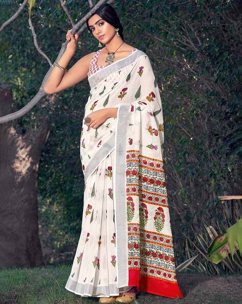 Buy White Sarees for Women by Saree mall Online