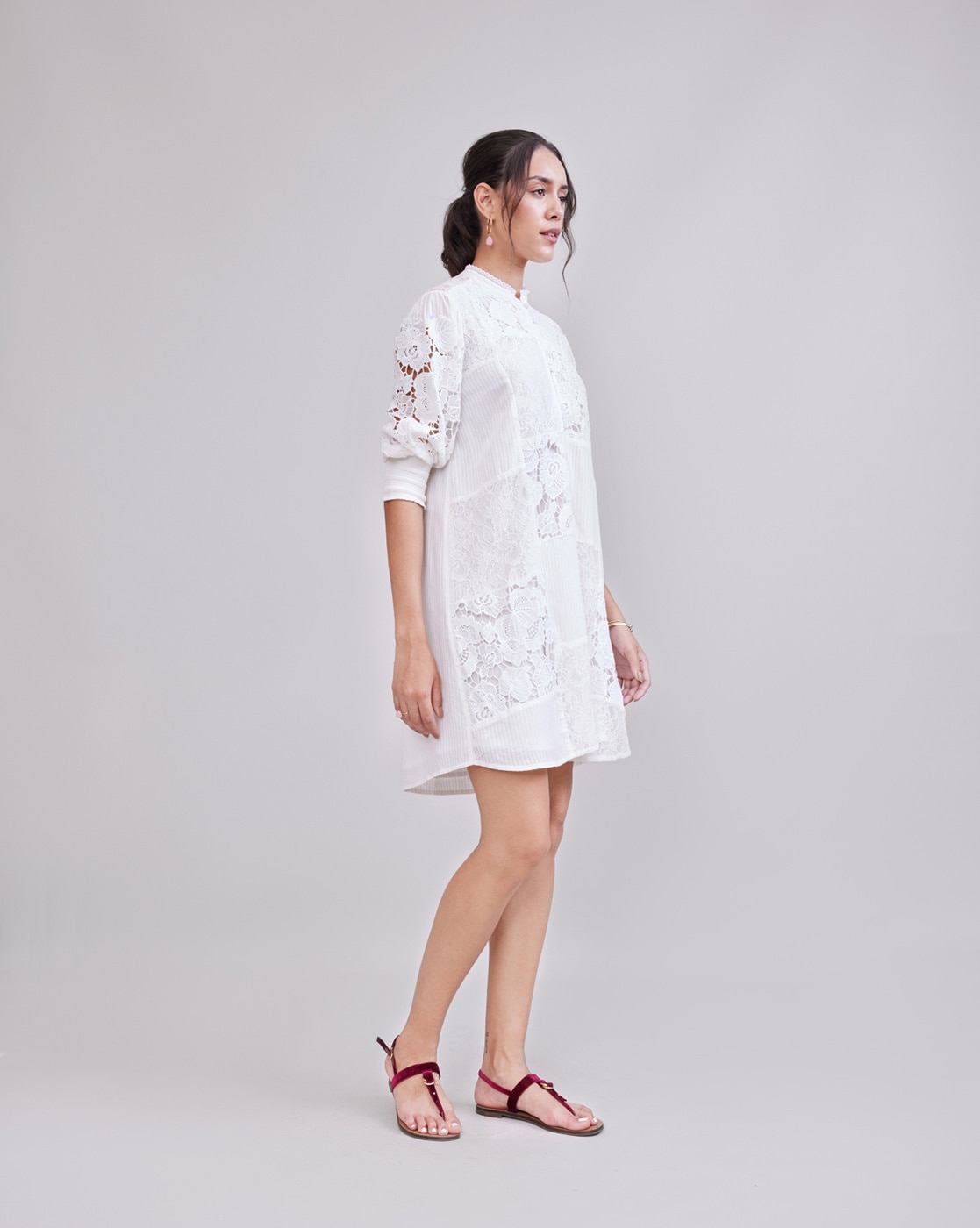 Lace mini long sleeved dress :: LICHI - Online fashion store