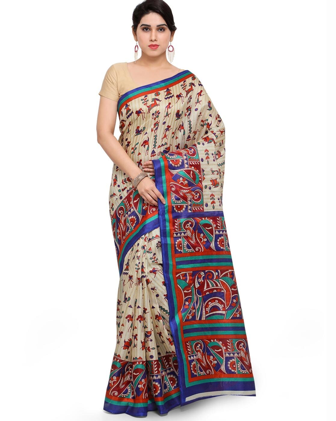 Buy Off-White Sarees for Women by Saree mall Online