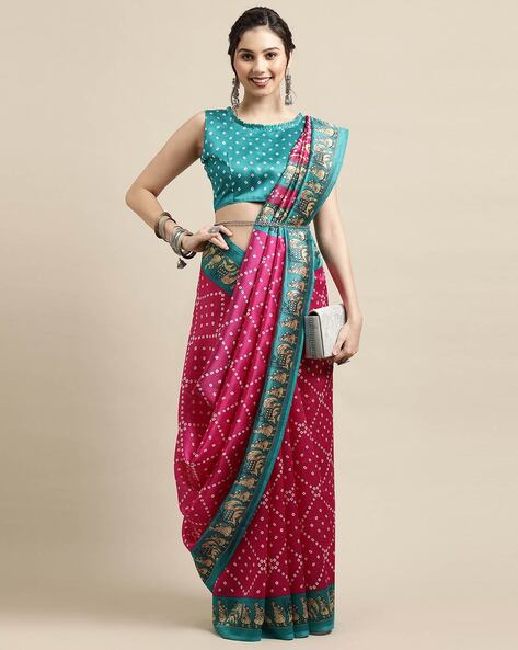 Buy Zency RUBBER INDUSTRY Printed Bandhani Art Silk Mustard Sarees Online @  Best Price In India | Flipkart.com