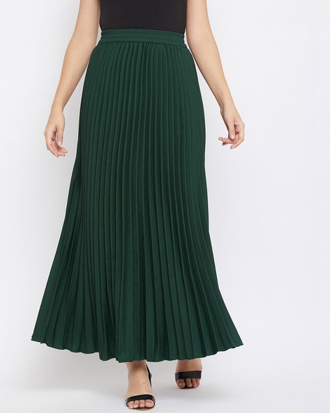 Green pleated shop skirt online