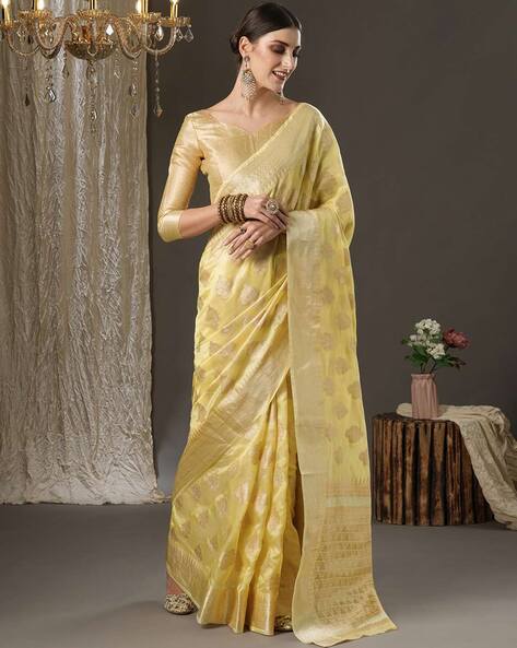 Buy Tanu Malhotra Floral Print Organza Saree Set | Multicoloured Color  Women | AJIO LUXE