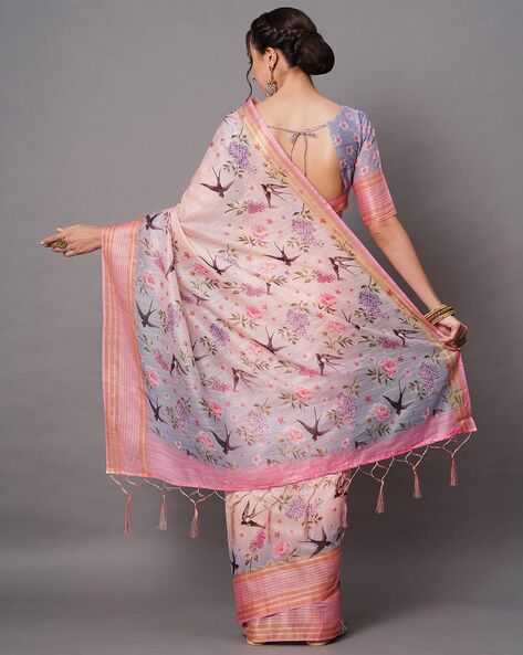 Buy Peach Sarees for Women by MRINALIKA FASHION Online