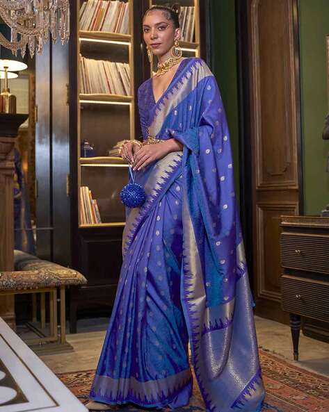 saree mall navy blue traditional printed traditional saree